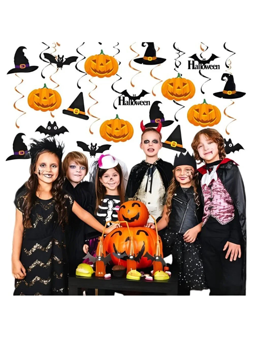 Black-Orange Halloween Pumpkin-Bat Hat Party-Decorations